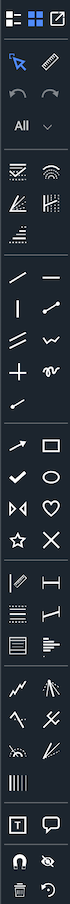 Drawing palette icons grouped by category