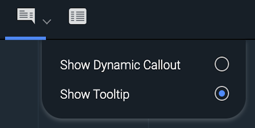 Info drop-down menu with Show Tooltip selected