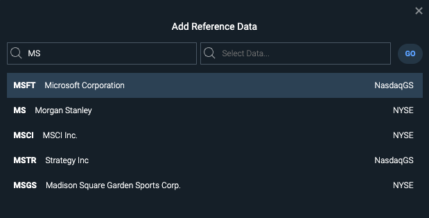 Reference Data Search Box