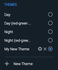 A cog icon next to the custom theme allows for editing.
