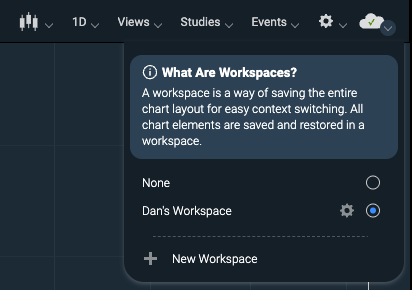 Workspaces menu